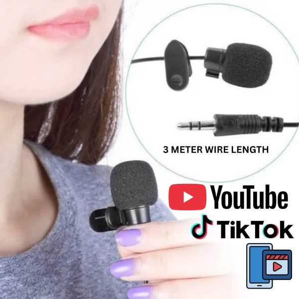 3 Meter Long wired Microphone For Smart phones/PC/Laptop Pro Wired Mic Microphone Collar for Voice Recording